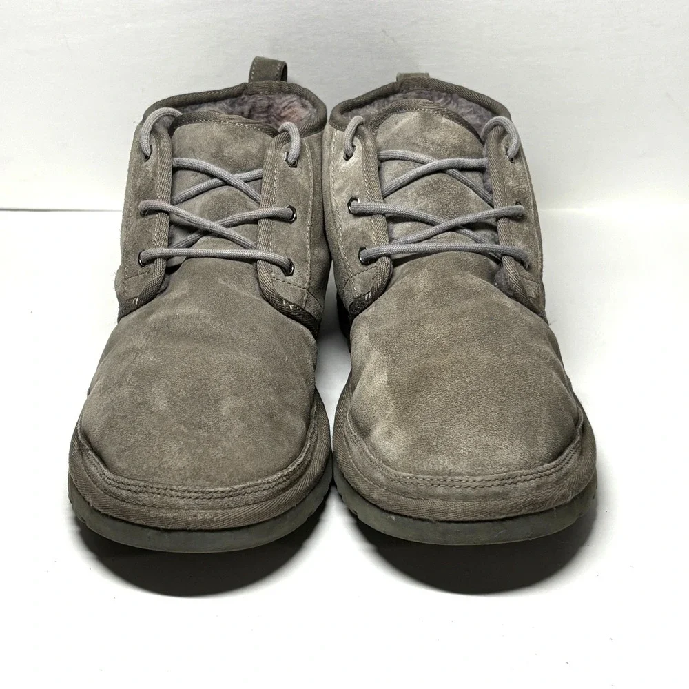 UGG Neumel Chukka Boots Mens 13 Grey Suede Lace Up Sheepskin 3236